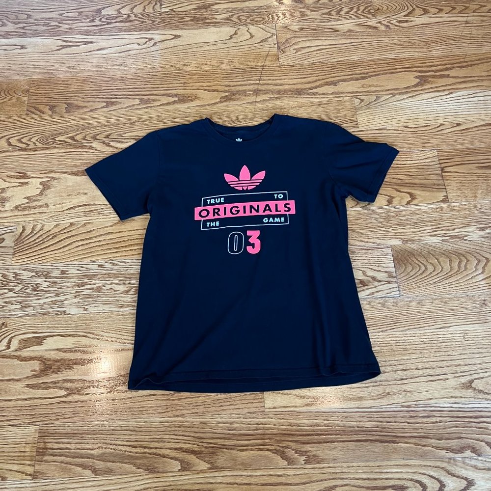 Adidas Black Mens Large Short Sleeve Shirt True to the Originals The Game 03